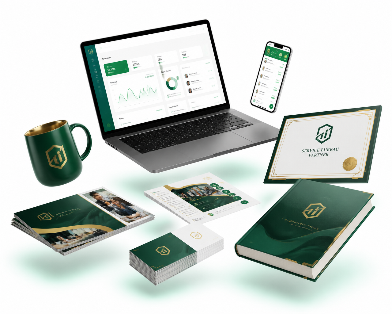 Integrity Service Bureau partner package โ laptop, CRM app, marketing kit, playbook, certificate